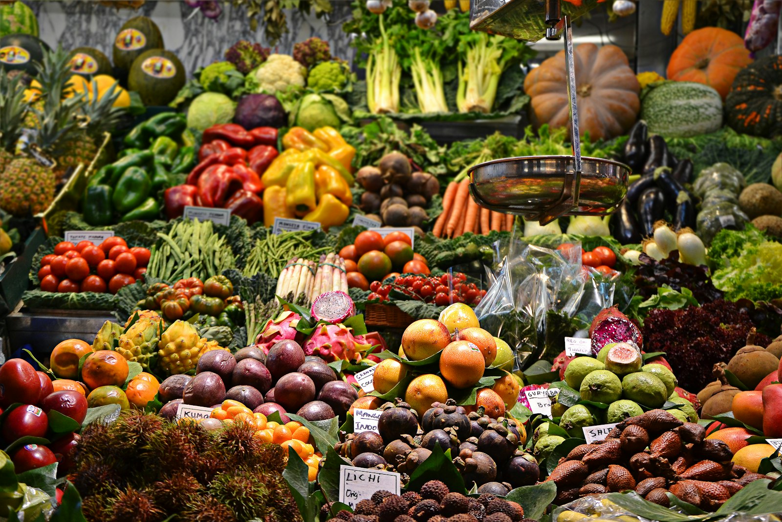 Abundant fresh produce market display at Farmline Fresh